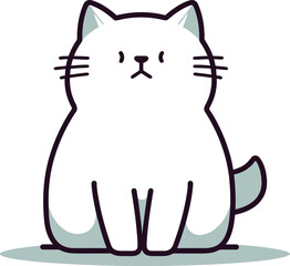 Flat color vector of cute cat illustration, white background.