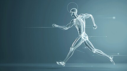 An x-ray scanning of a skeleton shows the concept of orthopedic medical technology