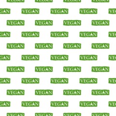 Vegan lettering seamless pattern isolated on white  background