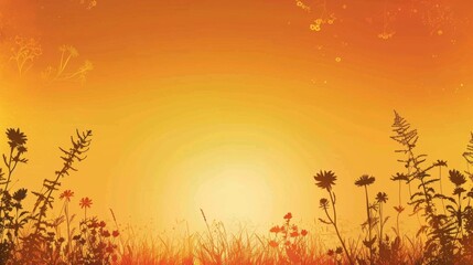 Obraz premium Warm Sunset Silhouettes of Wildflowers in Field