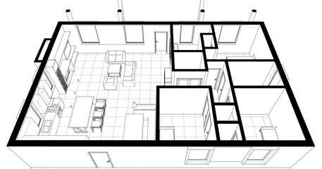  house plan interior 3d rendering