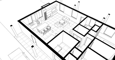  house plan interior 3d rendering