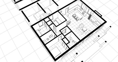  house plan interior 3d rendering