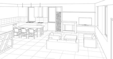  house plan interior 3d rendering