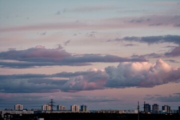 Dramatic purple clouds over Berlin Marzahn.