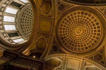 Low-angle shot of the ceiling of the Pantheon in Paris, France