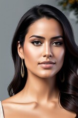 Obraz premium A woman wearing a white dress with a plunging neckline and long sleeves.