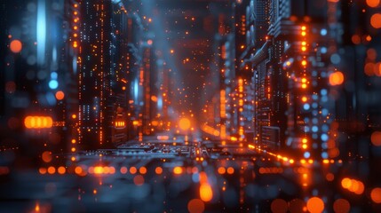 An abstract high-tech computer background. A 3D rendering of the HUB.