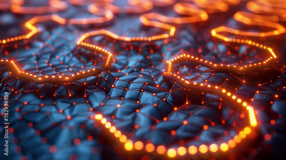 Fototapete Data Network Technology Concept. Digital Data Network and Cyber Security Concept. Abstract Background of Social Networks. 3d rendering of a future social network network.