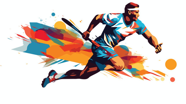 An athlete with a sports weapon. Abstract image