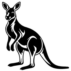 Kangaroo Silhouette vector. Kangaroo Icon Vector Illustration isolated on white background. 