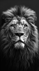 AI generated illustration of a monochrome drawing of a lion