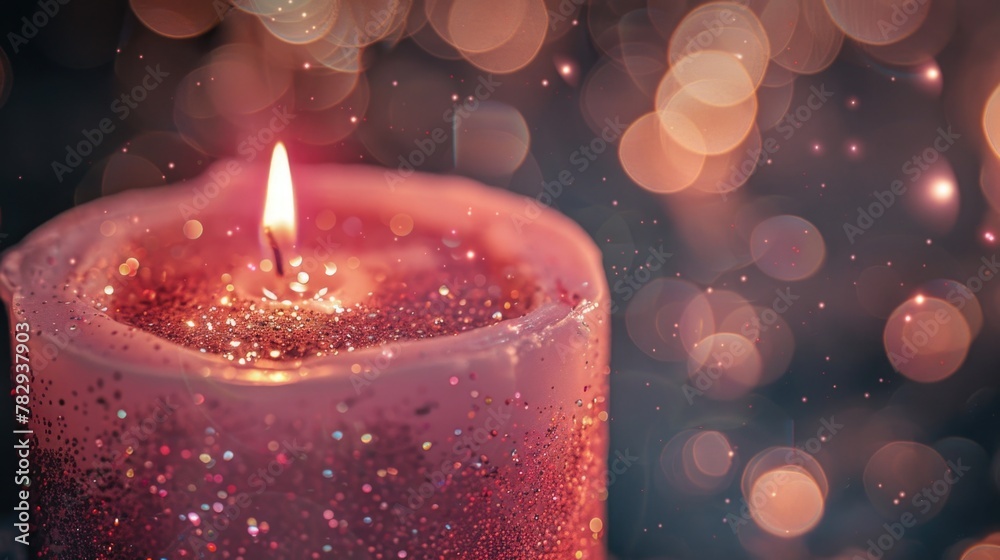 Poster a glowing candle with a blurred background, suitable for various projects