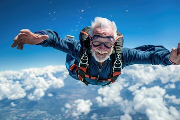 A man flying with a parachute, suitable for adventure concepts