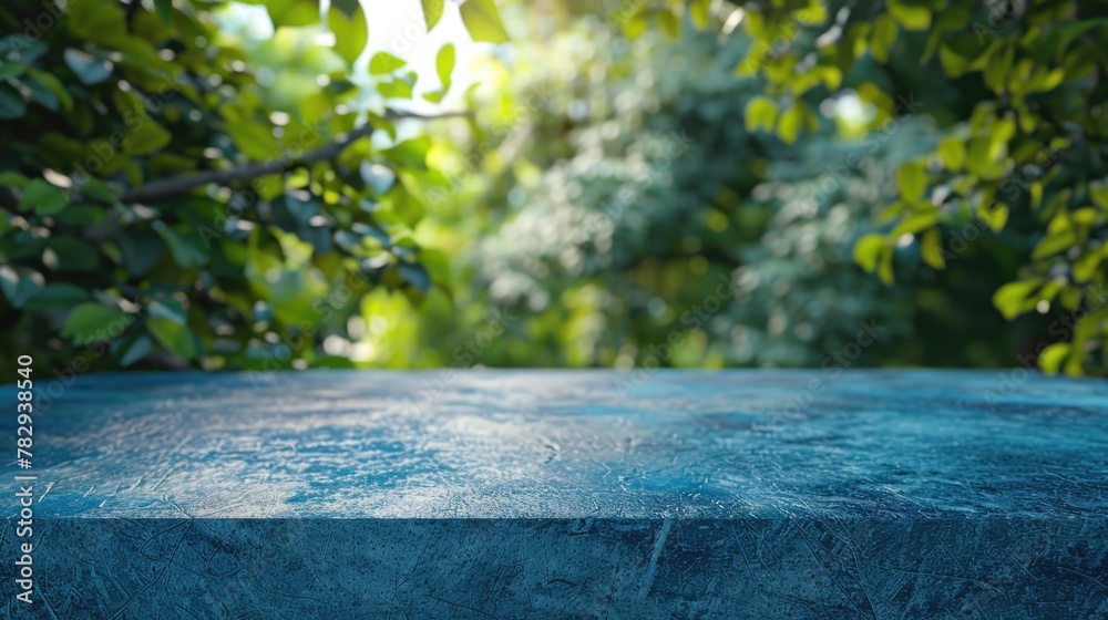 Aufkleber Close up of a table with a tree in the background. Suitable for nature or interior design concepts