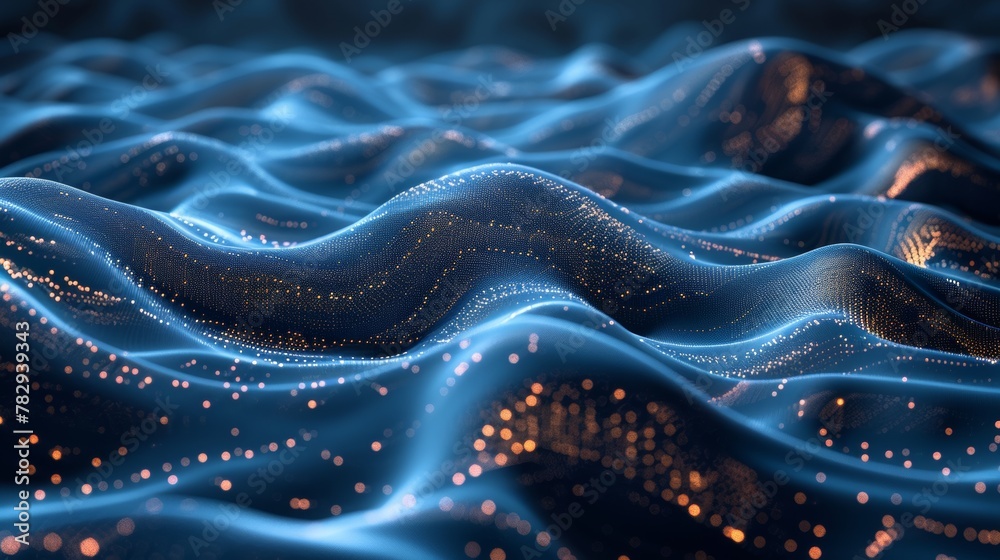 Poster A futuristic point wave. An abstract dynamic background. 3D rendering