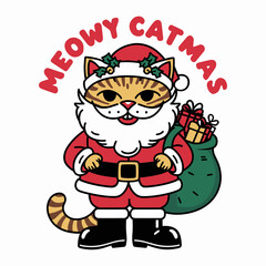 Meowy Catmas , 2024 Christmas illustration cat lovers design