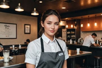 portrait of waitress, photo of employee at the workplace