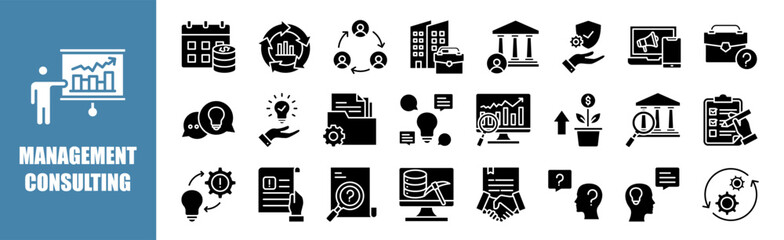 Management Consulting  icon set for design elements, finance, management, strategy, financial, analysis