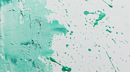 Mint green paint splatter on a pure white background