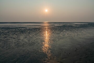 Beautiful sunrise at Digha Sea Beach, West Bengal, India.