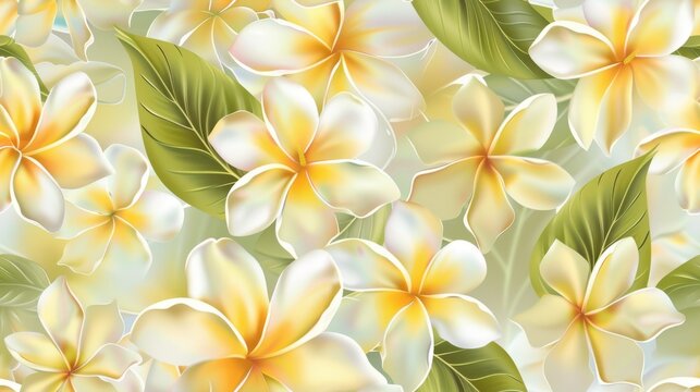 newspaper of seamless pattern color of Plumeria is light yellow,dark yellow and white