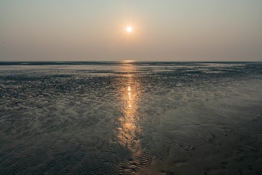 Beautiful sunrise at Digha Sea Beach, West Bengal, India.