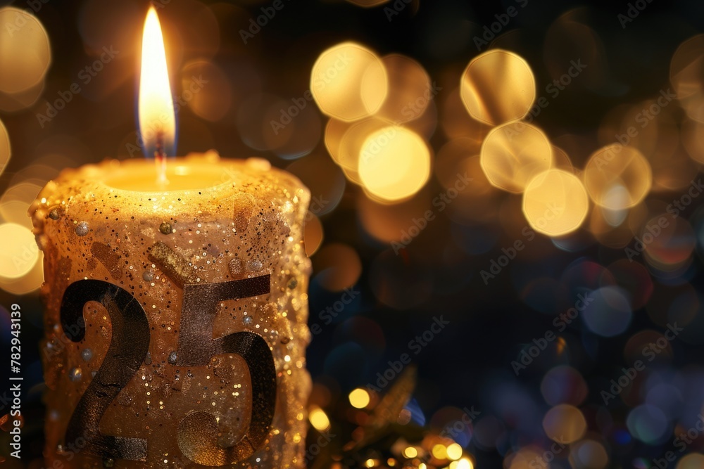 Poster a lit candle sitting on top of a table. perfect for adding warmth to any room