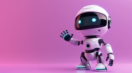Obraz na płótnie Canvas Robot hand gesture isolated over purple background. Technology concept. 3d rendering.