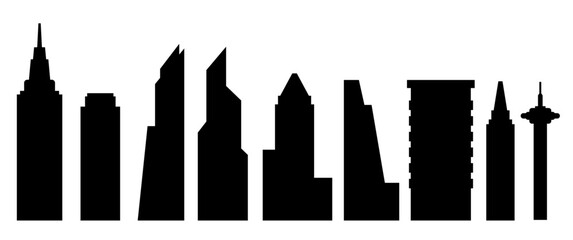 Black silhouette skyscraper vector design, Background Elements for cityscape