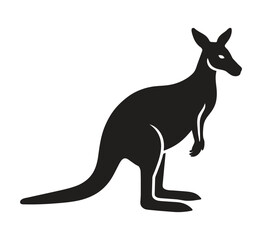 A silhouette kangaroo standing on a white background © Soleman