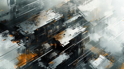 Abstract Urban Chaos: Textured Cityscape in Disarray