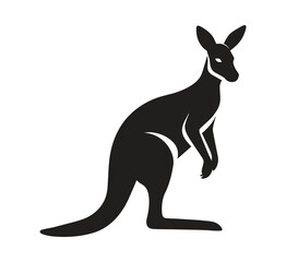 A silhouette kangaroo standing on a white background © Soleman