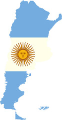 Argentina flag inside Argentine map isolated