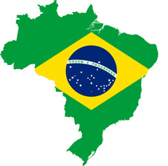 Brazilian flag inside Brazil map isolated