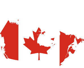 Canada flag inside Canadian map isolated