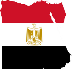 Egyptian flag inside Egypt map isolated