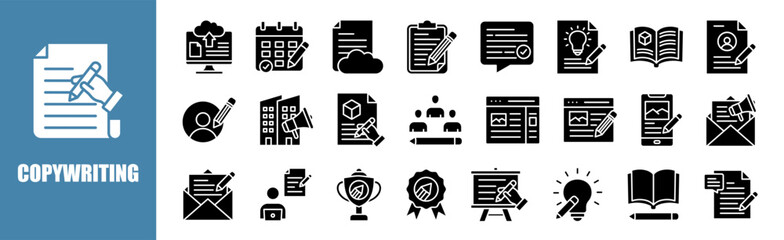 Copywriting  icon set for design elements,online, business, working, internet, technology