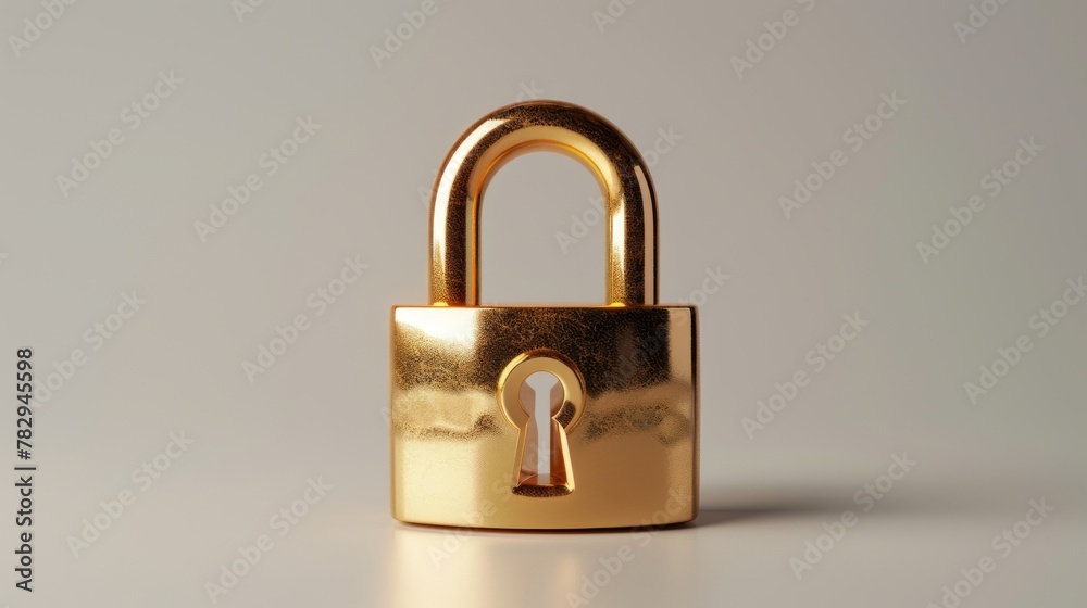 Aufkleber This is a 3D rendered illustration of a 3D locked padlock with a password. A golden lock with PIN code entry is used to access the padlock. Security and safety. Cyber Privacy concept. Cartoon
