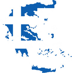 Greek flag inside Greece map isolated