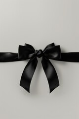 Black ribbon tied in a bow on a white background. Suitable for various occasions
