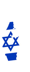 Israeli flag inside Israel map isolated