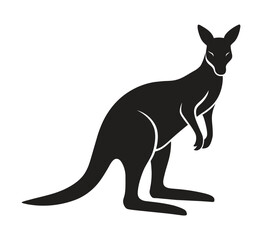 A silhouette kangaroo standing on a white background