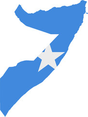 Somalia flag inside Somali map isolated