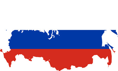 Russian Federation flag inside Russia map isolated