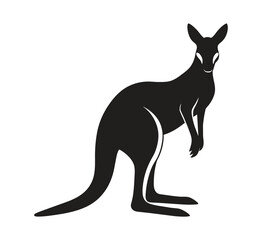 A silhouette kangaroo standing on a white background