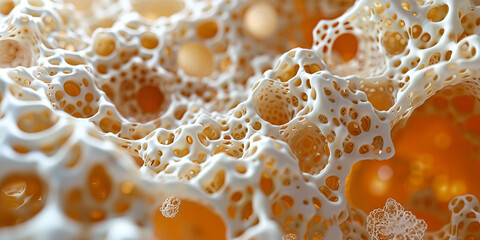 Macro Texture of Organic Honeycomb Structure with Golden Hues