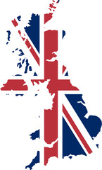 U.K. Union Jack flag inside United Kingdom map isolated