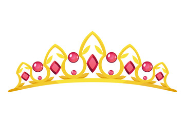 Queen golden crown vector icon. Gold princess tiara cartoon illustration © the8monkey