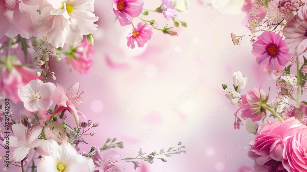 Poster a bunch of flowers displayed on a table. suitable for various occasions